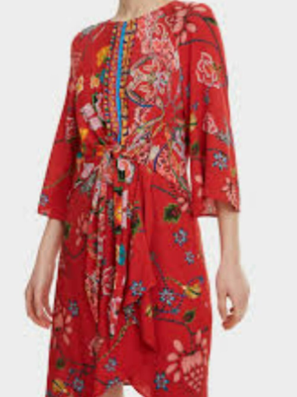 Desigual Red Print Glen Dress Size EU 38 or US 10 - Picture 1 of 10